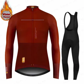 2021 Novi Španiji Zimsko Termalno Runo Long Sleeve Jersey za Moške Ropa Ciclismo Kolesarski Komplet MTB Kolesarjenje Oblačila, hlače, Hlače z Oprsnikom Set