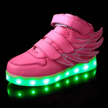 Nov Baby Fantje Priložnostne LED Luči, Krila, Čevlje Otrok Dihanje Moda Otroci USB Polnjenje Svetlobna Dekleta Superge Žareče Čevlji