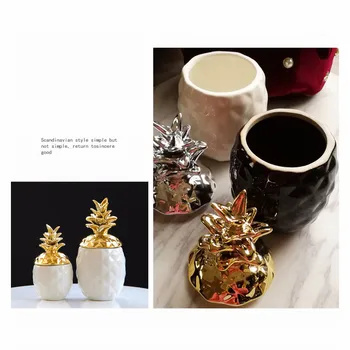 Sadje Ananas Steklenico Ornament Figur Keramični Trinket Polje, Dnevna Soba, Jedilna Miza Dekor Dodatki, Nakit Rezervoar