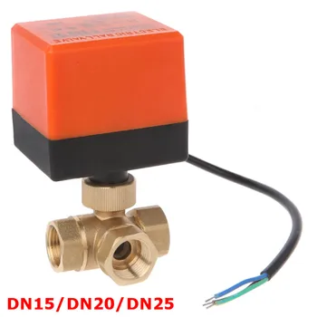3 način motorizirani kroglični ventil električni krogelni ventil motorizirani ventil Tri vrstice dva načina za nadzor AC220V DN15 DN20 DN25