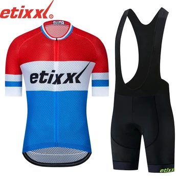 Etixxl Kratek Sleeve Kolesarjenje Kit Moški 2020 Z Italijo Silikonski Prijemala Quick-dry MTB Kolo Jersey Set Dihanje Kolesarska Oblačila