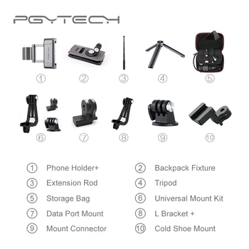 PGYTECH DJI Osmo Žep Mount Adapter Dodatki 10 Vrst nosilcem za Telefon Posnetek Nastavek za Razširitev Paličast Vrečko za Shranjevanje Primera