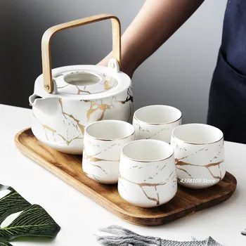 Marmor serije čaj, set Palic keramični aparat za vrč, vrč čaja nastavite družinski zajtrk mleko skodelica krožnik s pokrovom popoldanski čaj namizna