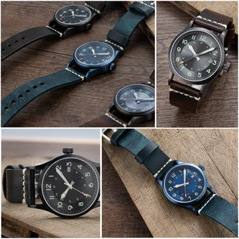 Visoke Kakovosti Usnja Krave Watch Trak Watchband Zapestnica Rjava Vintage Watch band 20 mm 22 mm 24 mm Watchband Z Orodji,