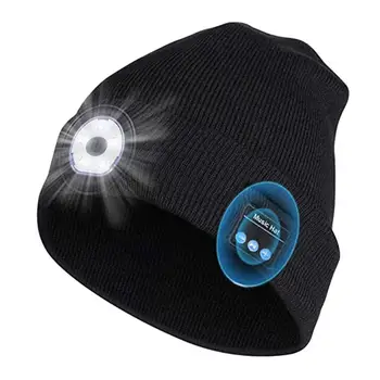 Zimska Kapa Klobuk Unisex Kapa Mehko Črno Pleteno Kapo Brezžična tehnologija Bluetooth 5.0 Smart Skp Stereo Slušalke Slušalke z LED Luči