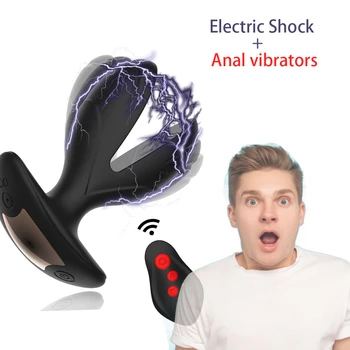 Vibracijska Analni seks igrače Prostate Massager Analni Expander Rit Električnega Udara Impulz Plug Dildo, Vibrator za Odrasle sex igračke za Moške
