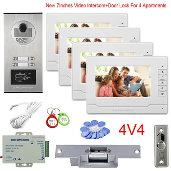 Multi Apartmaji Videophone Rfid Kartic, Kamera 2 do 6 Gumbov Žično Video Zvonec 7Inches Novi Monitor Z Eectric Zaklepanje Vrat