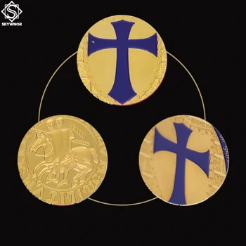 Vijolična Svetega Križa Vitezov Templjarjev Crusader Zlato Zidar Spominski Barve Kovancev, Spominki in Darila