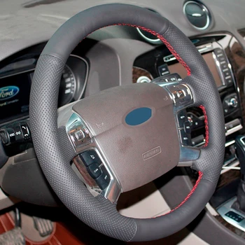 Črna PU Umetnega Usnja Ročno sešijejo Avto Volan Zajema Primeru za Ford MONDEO 2007-2012 CHIA-X S-MAX 2007