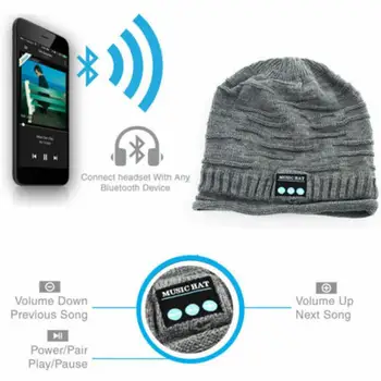 Moda za Brezžični Bluetooth Glasbe Klobuk Skp Bluetooth Slušalke Slušalke Slušalke Zvočnik Mikrofon Šport Tek Pohodništvo Pletene Kape #ND