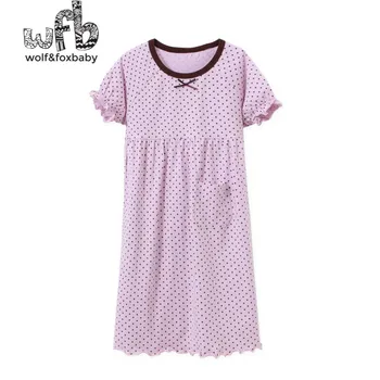 Trgovina na drobno 3-14 let kratkimi rokavi bombaž otrok domov nositi nightdress dekle pižamo jeseni jesen poletje Pomlad dot