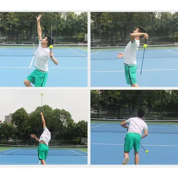 Strokovno Tenis Služijo Trener Prestrezanje Forehand Backhand Swing Usposabljanje Orodje Za Poučevanje Pomoči Tenis Pribor