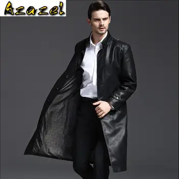Azazel Pravega Usnja Moške Oblačila 2020 Mens Ovčje Kože Plašč Dolgo Usnje Windbreaker Korejska Različica Stojalo Ovratnik Plašč Plašč