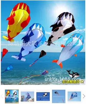 3D 215 cm Dolphin Mehko Kite Najlon Tkanine Kite Skladu Animirani Zmaji Ribolov Napihljivi Kite na Prostem Igrače Letenje Hobotnica