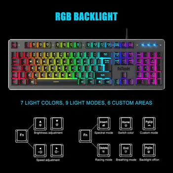 RedThunder K800 Žično Gaming Tipkovnica Mehansko-Občutek 25 Tipke Anti-Prikazen RGB LED Osvetlitev ozadja za PC ruščina španščina francoščina