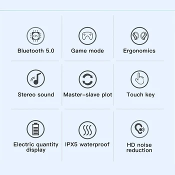 Res Brezžična tehnologija Bluetooth 5.0 slušalke Inteligentne Dotik kontrolna lučka LED Power Prikaz TWS Slušalke šumov Polnjenje Box darilo