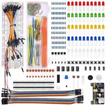 Elektronske Komponente Osnovne Starter Kit z 830 Tie-točk Breadboard Kabel Upor Kondenzator LED Potenciometer Polje Pakiranje