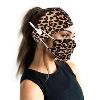 2 kom /set Ženske Leopard Glavo Gumb Hairband z Masko Šport Elastični naglavni Trak za Lase Pribor Leopard Turban Lase Pokrov