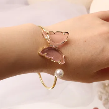 Južna Koreja je novo modno oblikovanje nakita pretirano veliko kristalno metulj odprto ženska zapestnica
