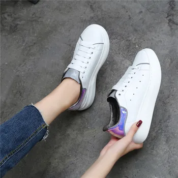 MORAZORA VELIKOST 34-46 Novo 2020 Pravega usnja platformo copati ženske moški klasični reflektivni majhne bele čevlje nekaj priložnostne čevelj