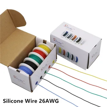 100 m / box 328 ft, 26 AWG fleksibilno silikonsko žice, 10 barvno mešana embalaža skladu posodah bakrene žice elektronski žice DIY povezava