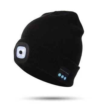 Bluetooth Beanie Klobuk z LED Smerniki Osvetljeno Kapa Kapa za ponovno Polnjenje z Brezžično Bluetooth Pozimi Toplo Plesti Klobuk d88