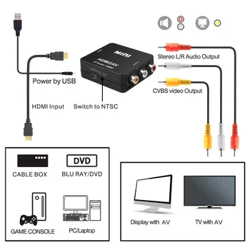 Kebidu Vroče Prodaje HDMI na RCA Pretvornik Kompozitni CVBS Audio Video Adapter Za PAL/NTSC Praktično Kabel
