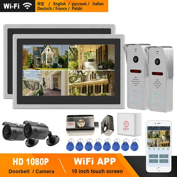 HomeFong WiFi Video Vrata IP Telefona Interkom Sistem 10 palčni Zaslon na Dotik Podporo Telefon APP Real-Time Control Električno Zaklepanje Odklepanje