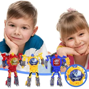 Ustvarjalne otroške ure Cartoon Lutka Deformacije Igrače Elektronske Robot ure Cartoon Preoblikovanje ročno uro Igrača Za Fanta, Darilo