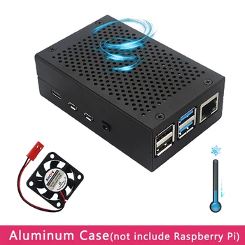 Raspberry Pi 4 Aluminijasto Ohišje Srebrne Black Metal Lupine Stanovanjskega | Hladilni Ventilator hladilnika za Raspberry Pi 4 Model B