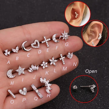 18Pcs Wholesales Cirkon Kamen Ear Piercing Tragus Obroč 1.2*6 mm 16 G Uhani Ear Piercing Cartiliage Ear Piercing Nakit