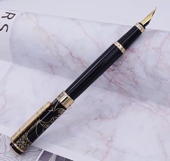 Picasso 902 Gospod Serije Kaligrafija Nalivno Pero, Fude Pero Ukrivljena Konica Zlati Graviranje Pisanje Pero z darilom Pero za Pisarno