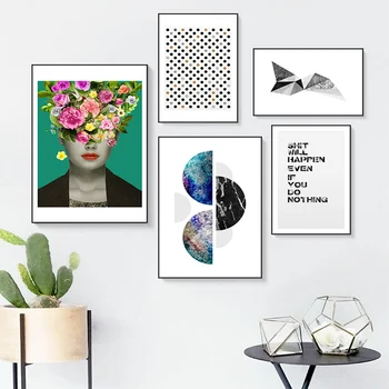 Povzetek Sodobne Slika Cvet Geometrijske Platno Tiskanje Slik Plakat POP Wall Art Slike na Platno za Dnevni Sobi Doma Dekor