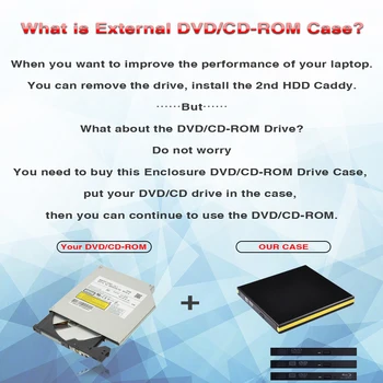 DeepFox Zunanji CD/DVD-RW Ohišje USB 3.0 Primeru 12,7 mm SATA Optični Pogon, Ohišje Za prenosni računalnik Prenosni brez Voznika