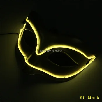 Karneval Led Fox Masko EL Žice Žareče Maske Masque Maškarada Pol Ženski Obraz Osvetljen Neon Maske