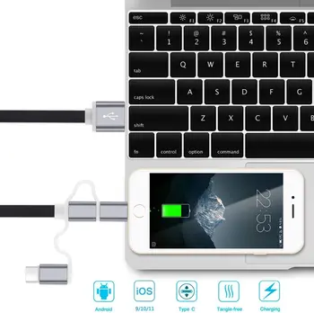 120 cm 3 V 1, USB Kabel za Polnjenje iPhone & Micro USB&USB C Zložljive Polni Kabel Za Iphone 12 Samsung S9 Android mobilni telefon