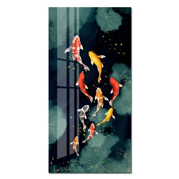 Dropshipping Kitajskem Slogu Zlate Ribe Oljna slika na Platnu Plakatov in Fotografij Skandinavskih Stenskih slikah, za dnevno Sobo