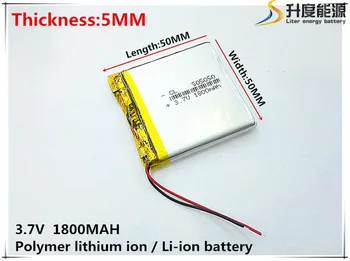3.7 V,1800mAH,[505050] PLIB; polimer litij-ionska / Litij-ionska baterija za GPS,mp3,mp4,mp5,dvd,bluetooth,model igrača