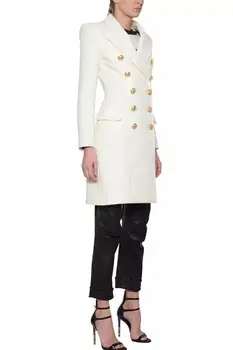 Nov velik obseg zimske volne obleko v beli volna, dlaka reverji dolgo dvojno zapenjanje lahko veliki meri velikost