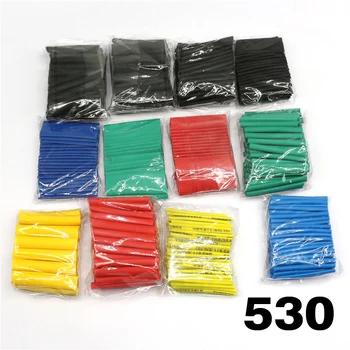 8 velikost multicolor / črna 127 barve 328 / 530Pcs različnih polyolefin toplote shrinkable cev kabel, ohišje, zajetih žice tulec DIY