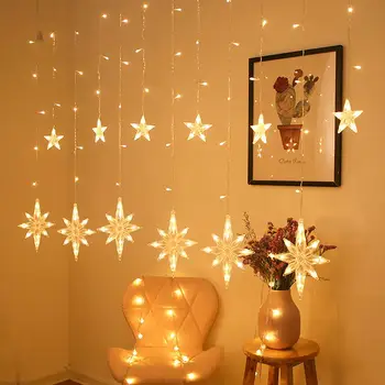 Snežinka Star Dekorativne LED novoletne Lučke Božič Garland Pravljice Luči, Božični Dekor za Dom Natalne Drevo Decor Navidad
