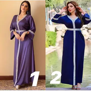 Luksuzni Arabski Obleke, Svila Diamond Muslimanskih Abaya Hidžab Obleko Traku Vestidos Jopico Kimono Dolgo Haljo Halje Eid Ramadana Islamsko
