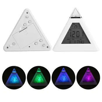 LED Barva Spreminja, Spreminjajo Digitalni LCD Piramida Budilka Termometer Noč Svetlobe Namizje Tabela Ura Doma Dekor Accessorier