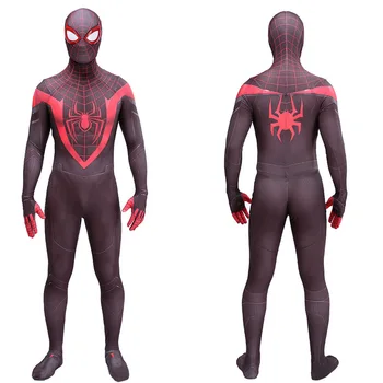 Moški/Ženski/Otroci PS5 Milj Morales Cosplay Kostum Zentai Halloween Kostum Superheroj Bodysuit Jumpsuit Plavalni Kostimi