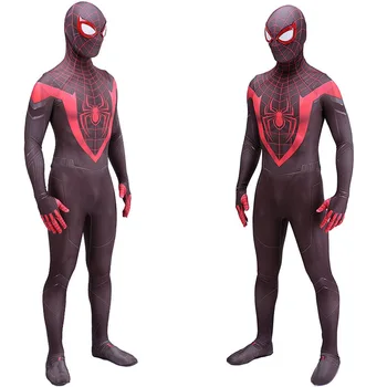 Moški/Ženski/Otroci PS5 Milj Morales Cosplay Kostum Zentai Halloween Kostum Superheroj Bodysuit Jumpsuit Plavalni Kostimi