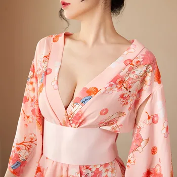Tiskani Kimono Spodnje Perilo, Japonske Ženske Kimono Obleko Erotično Nemoteno Kopanje Kimono Plašč