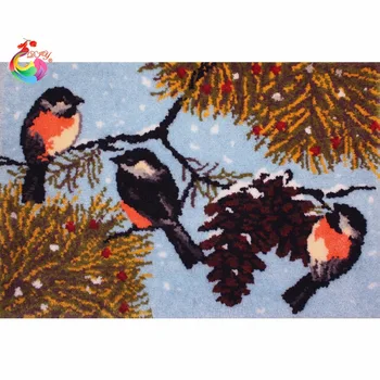 Nedokončane Crocheting Zapah Kavljem Kit Preprogo Doma dekoracijo nastavite kvačkanje kljuke DIY Obrti ptica sliko nastavite za pletilne igle