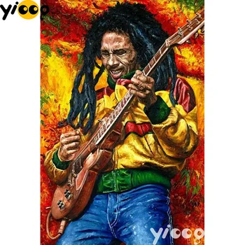 DIY Diamond vezenje 5D Celoten Kvadratni Diamond Slikarstvo Bob Marley Navzkrižno Šiv Slike Okrasnih Mozaični Okras AX0443