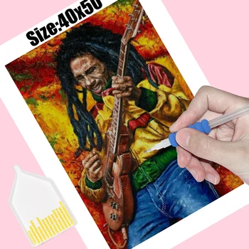 DIY Diamond vezenje 5D Celoten Kvadratni Diamond Slikarstvo Bob Marley Navzkrižno Šiv Slike Okrasnih Mozaični Okras AX0443