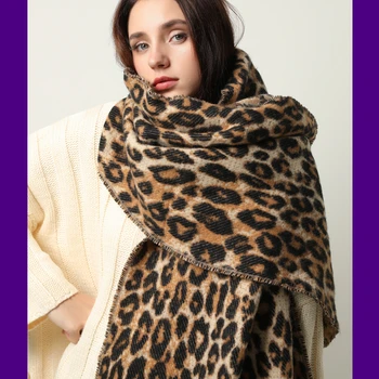 Načrt zimske debel šal za ženske odejo tassel lady šali in zaviti živali leopard tiskanja kašmir rute pashmina foulard